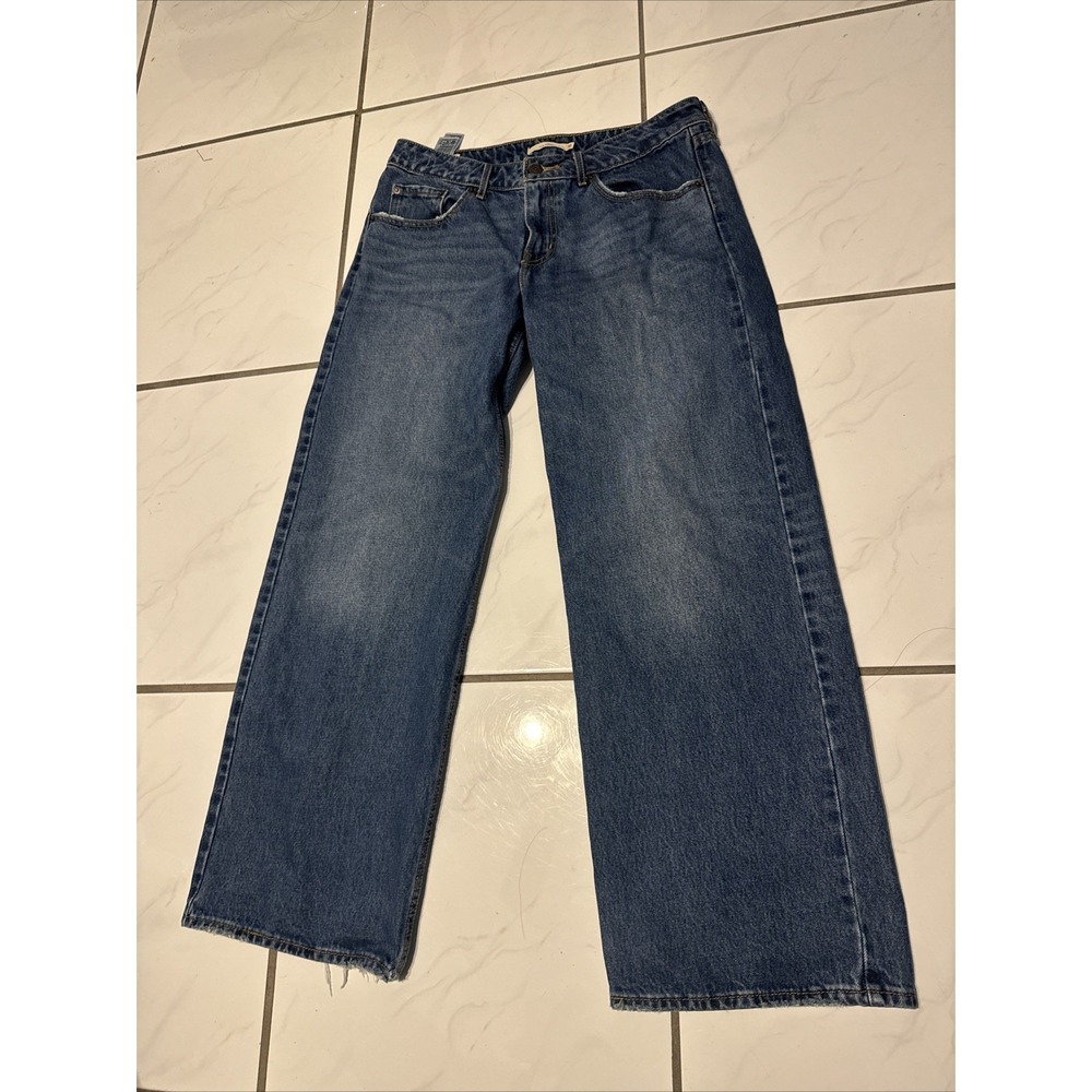 Levi's Premium Low Loose Straight Wide Leg Jeans Distressed Y2K Style 34x29